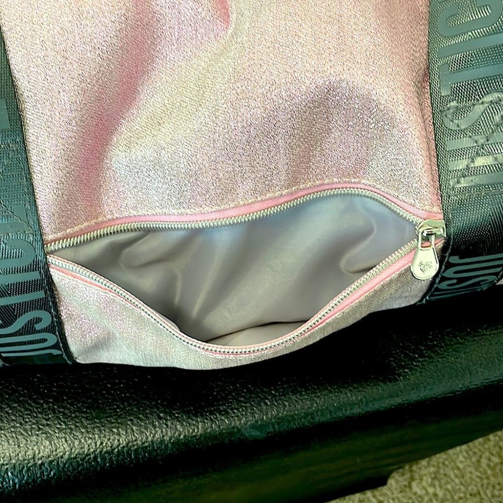 Justice Shimmer Logo Pink Duffel Bag - Picture 5 of 8